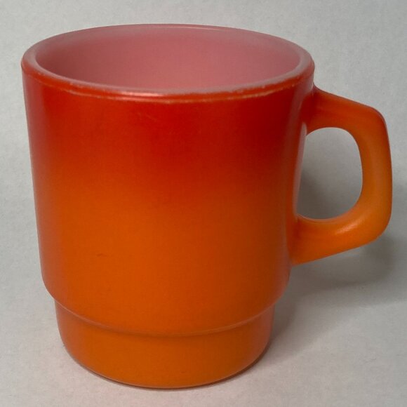 Vintage Anchor Hocking Fire King Ware Red Orange Coffee Mug - Picture 2 of 14